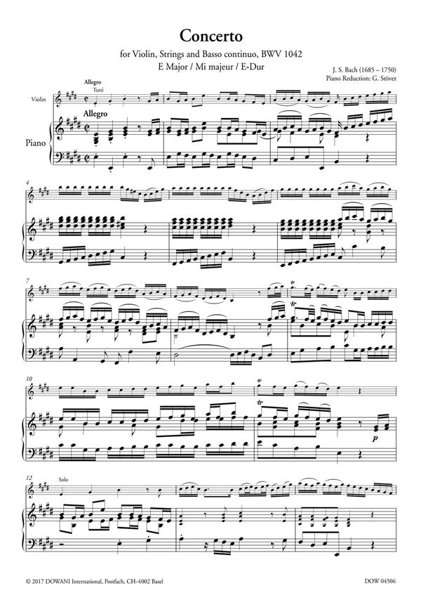 Concerto for Violin, Strings and BC, BWV 1042 - E Major - na housle a klavír